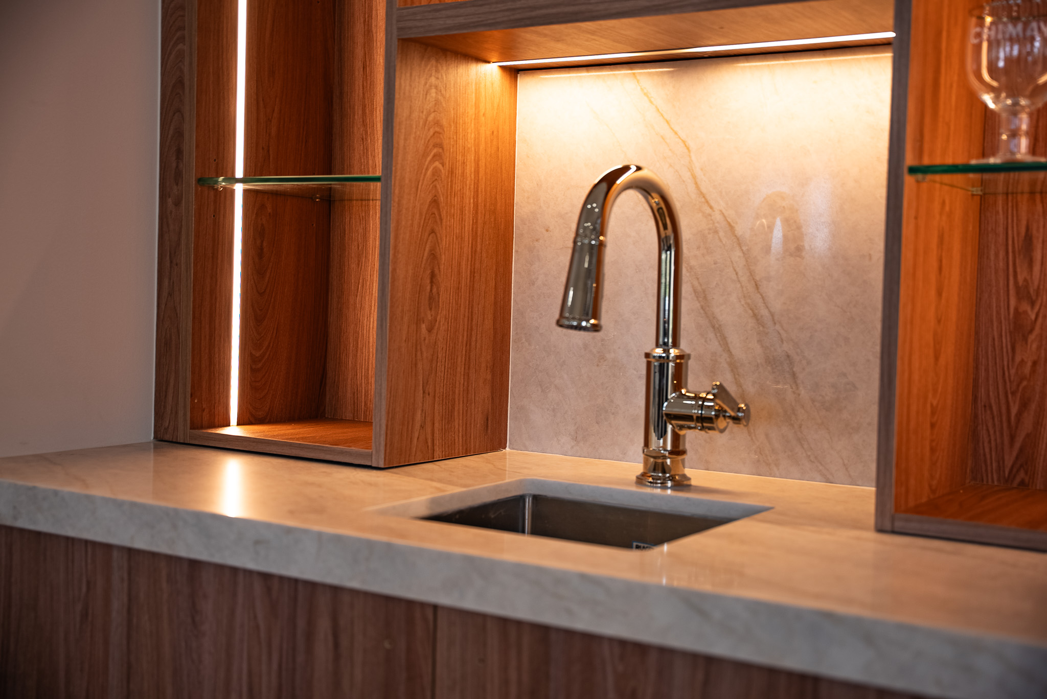 Illuminated Wet Bar Detail